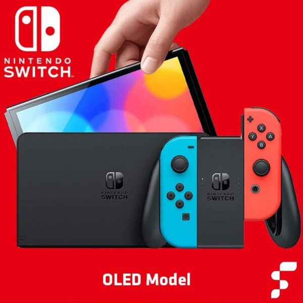 Consola Nintendo Switch OLED neón.
