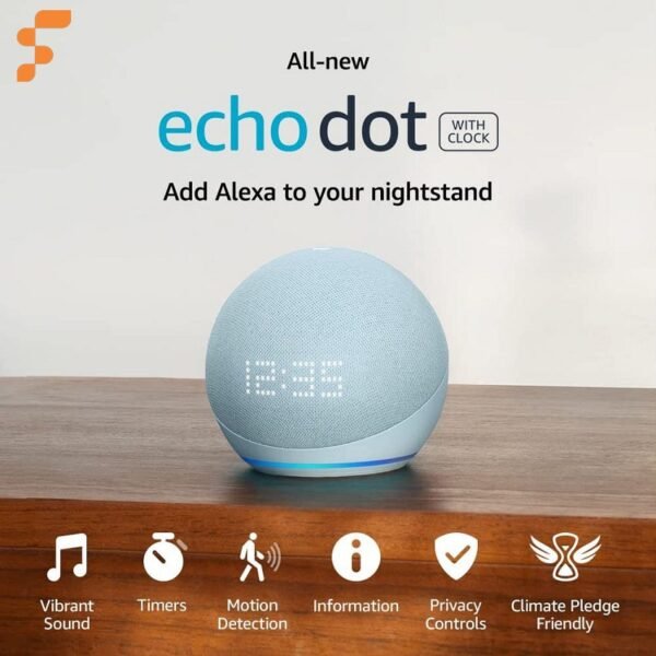 Asistente Inteligente Echo Dot 5ta generación con reloj.