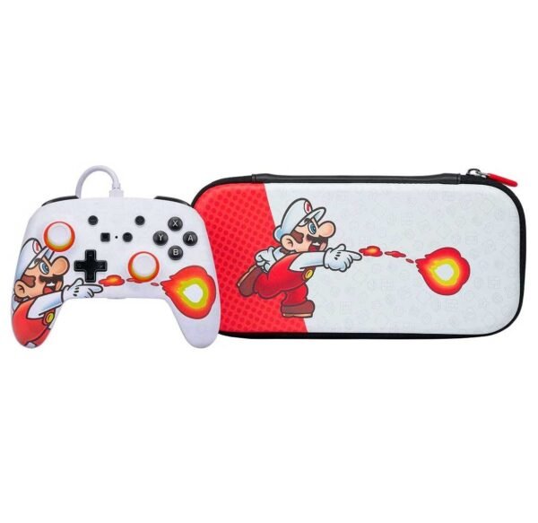 Control Alámbrico + Estuche Nintendo Switch Power A Mario Fireball - Imagen 2