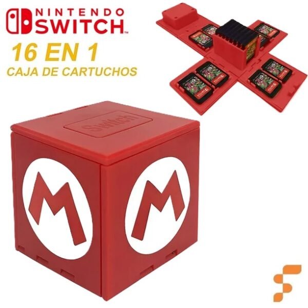 Porta Juegos Cubo Mario Rojo