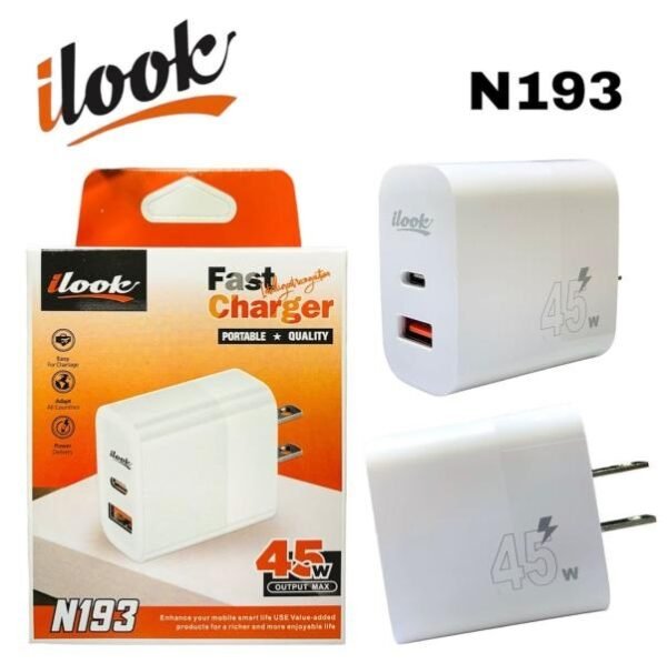 Cubo Cargador Tipo-C/USB 45W iLook N193